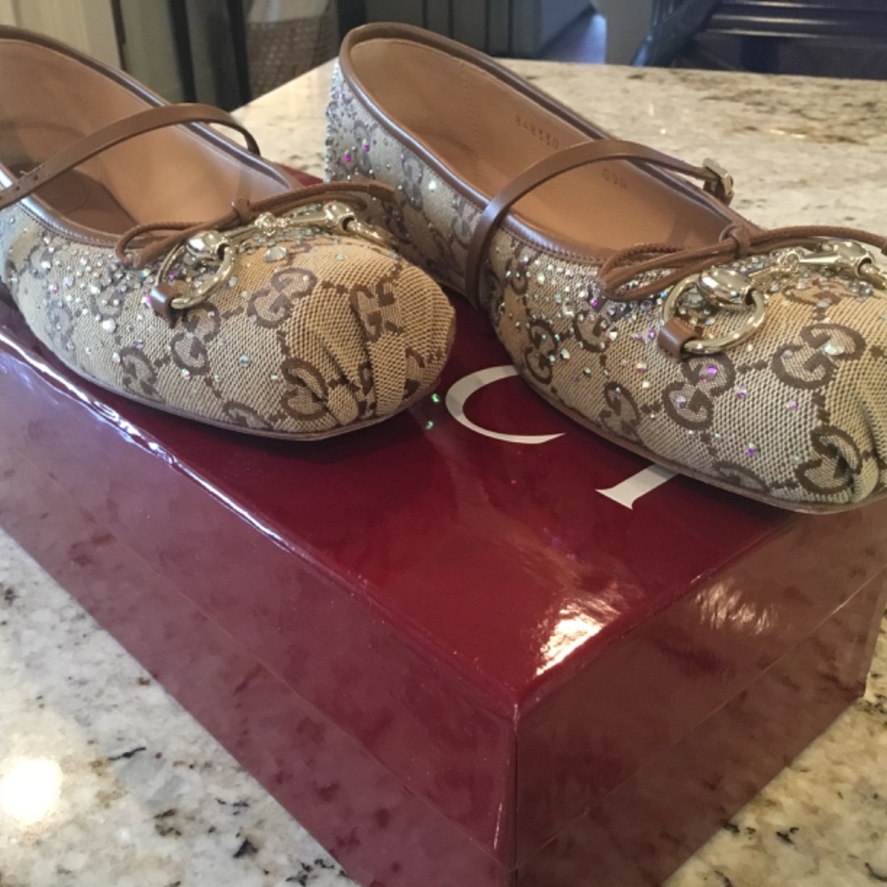 Authentic Gucci GG Horsebit Crystal Ballet flats - Picture 5 of 9